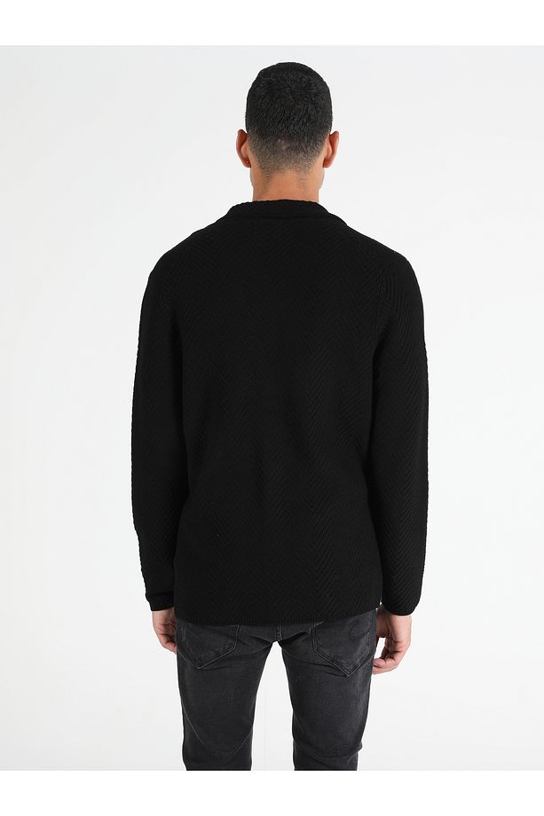 Regular Fit Erkek Siyah Hırka - 2
