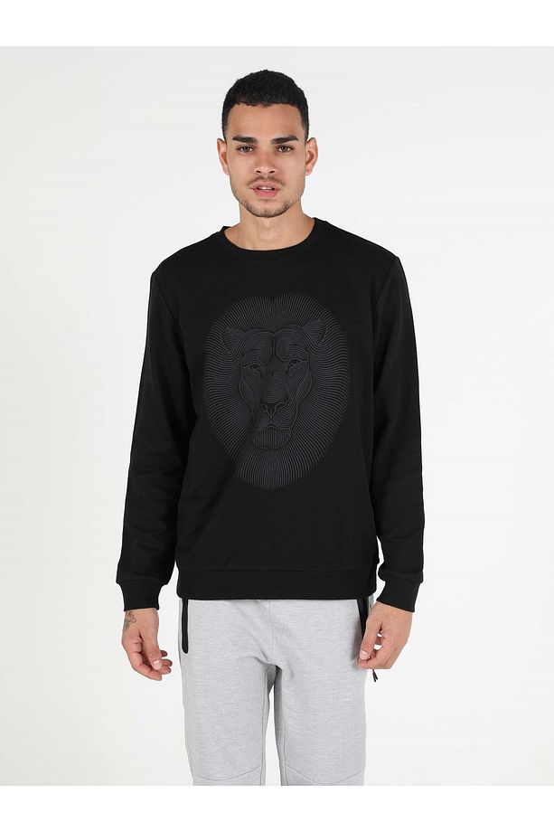 Regular Fit Erkek Siyah Sweatshirt - 3