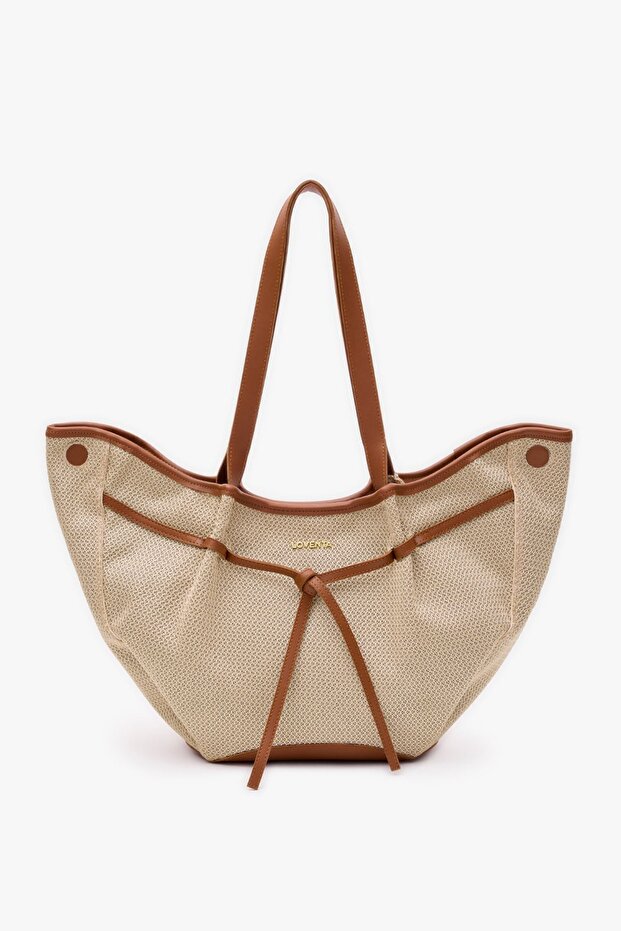 Large Tote Bag Beige & Tan Niesha Allure