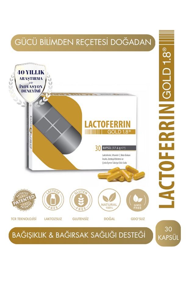 Lactoferrin Gold 1.8 | Laktoferrin, Vitamin C, Beta Glukan, Inulin, Zerdeçal Ekstresi, Çinko - 1