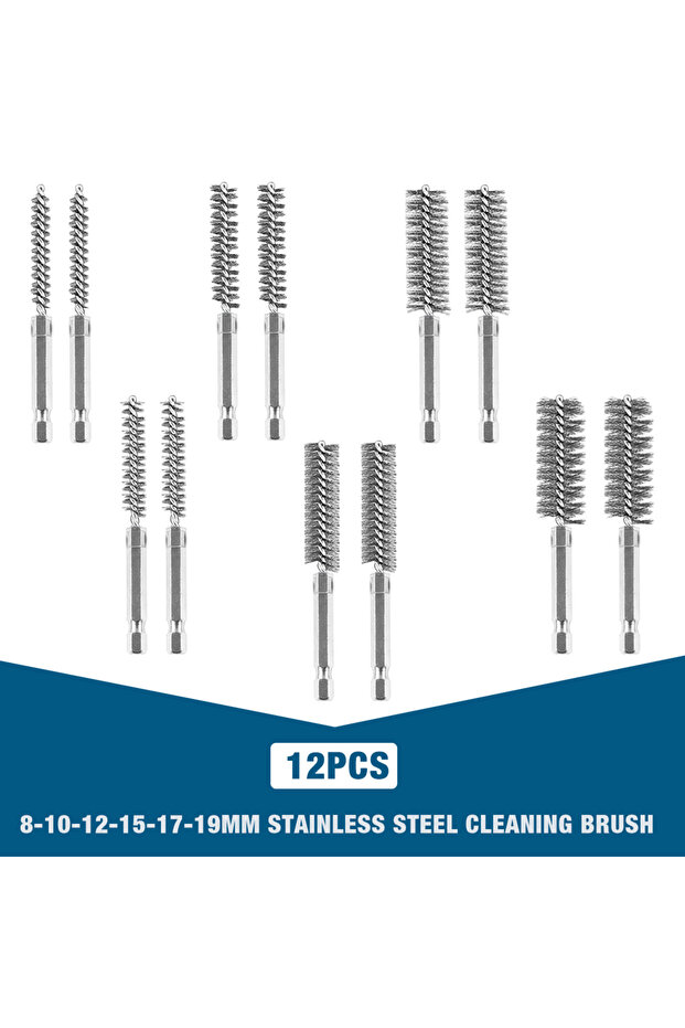 SET-B-12Pcs 6/12Pcs Stainless Steel Wire Brush,Drilling Cleaning Brush Set, 1/4 Inch Hexagonal Handl