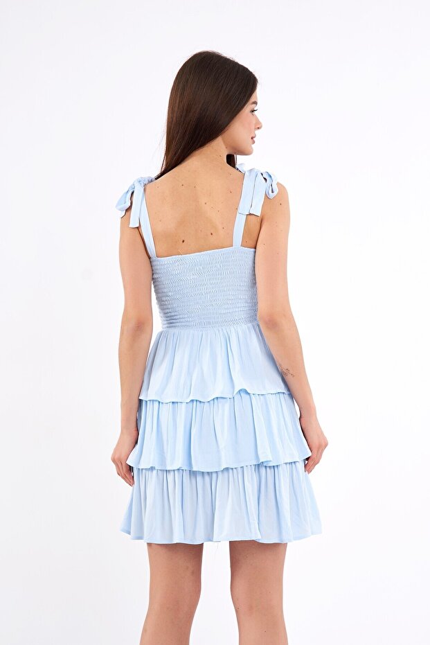 Desenli Mini Elbise - 6