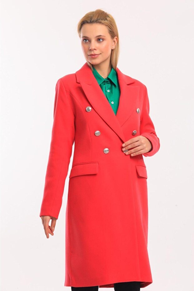 Düğmeli Kaşe Kaban - 3