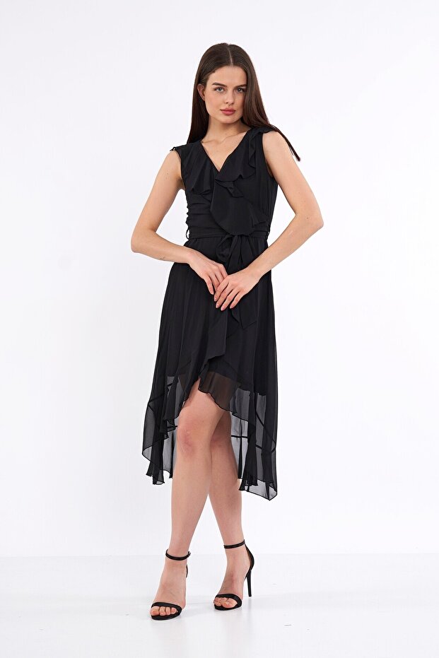 Chiffon Zero Sleeve Elastic Waist Dress
