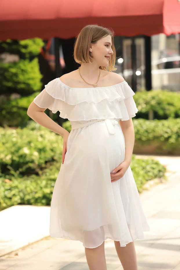 Women's Ruffle Collar Chiffon Dress