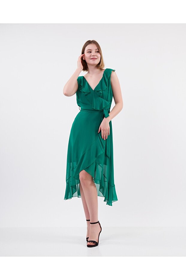 Chiffon Zero Sleeve Elastic Waist Dress