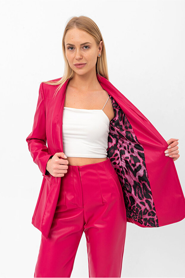 Deri Blazer Düğmeli Ceket - 3