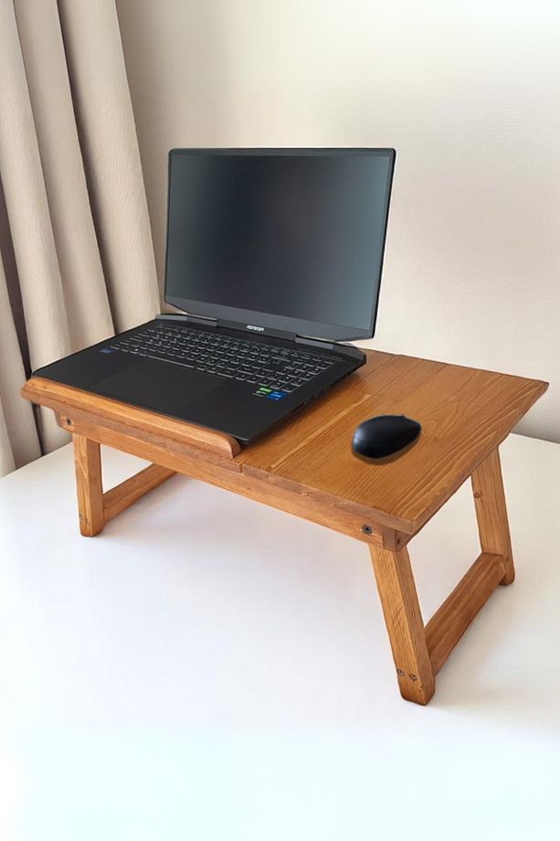 Kutu Detaylı Katlanabilir Ayarlanabilir Portatif Tablet Laptop Sehpa Çalışma Kahvaltı Masası - 1