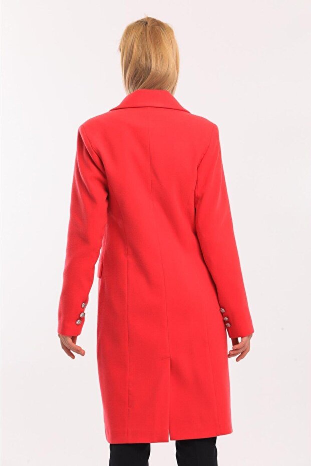 Düğmeli Kaşe Kaban - 6