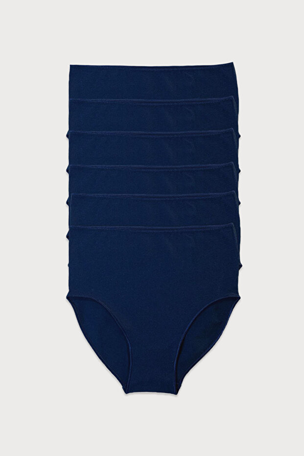 Women's Navy Blue 6 Pack Modal High Waist Slip Panties 1955