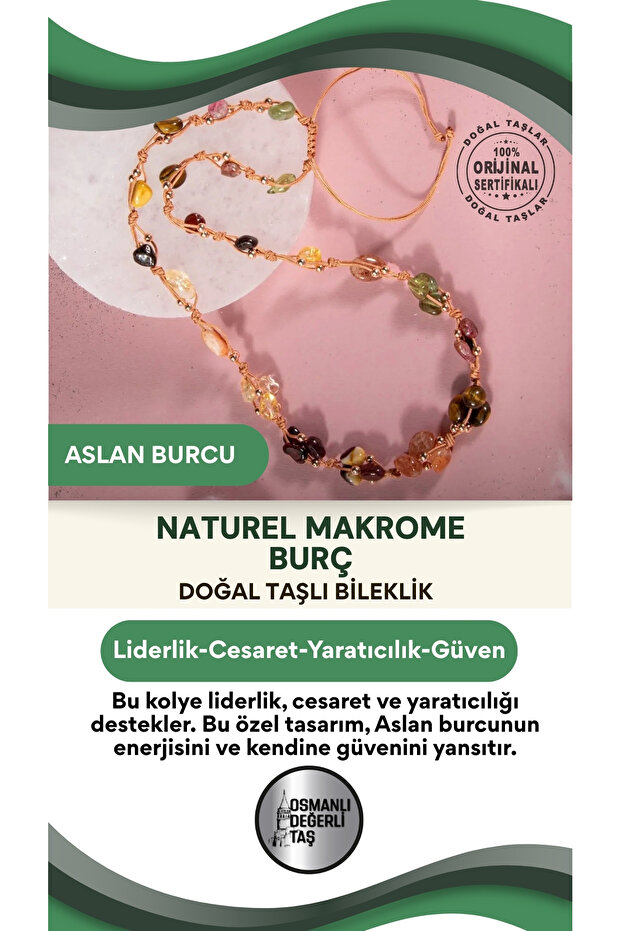 Leo Natural Stone Natural Macrame Necklace