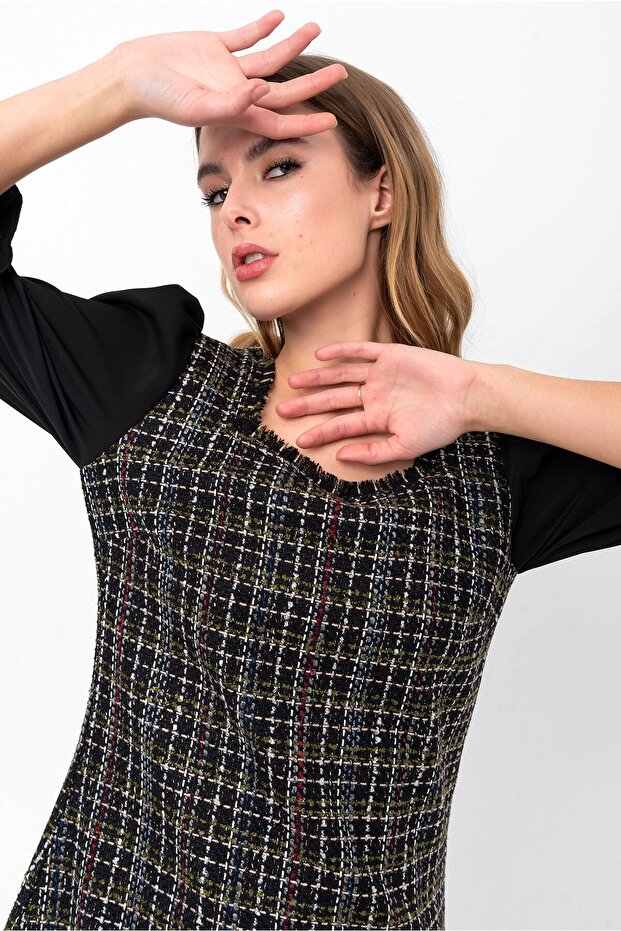 Plaid Patterned Mini Dress - 6