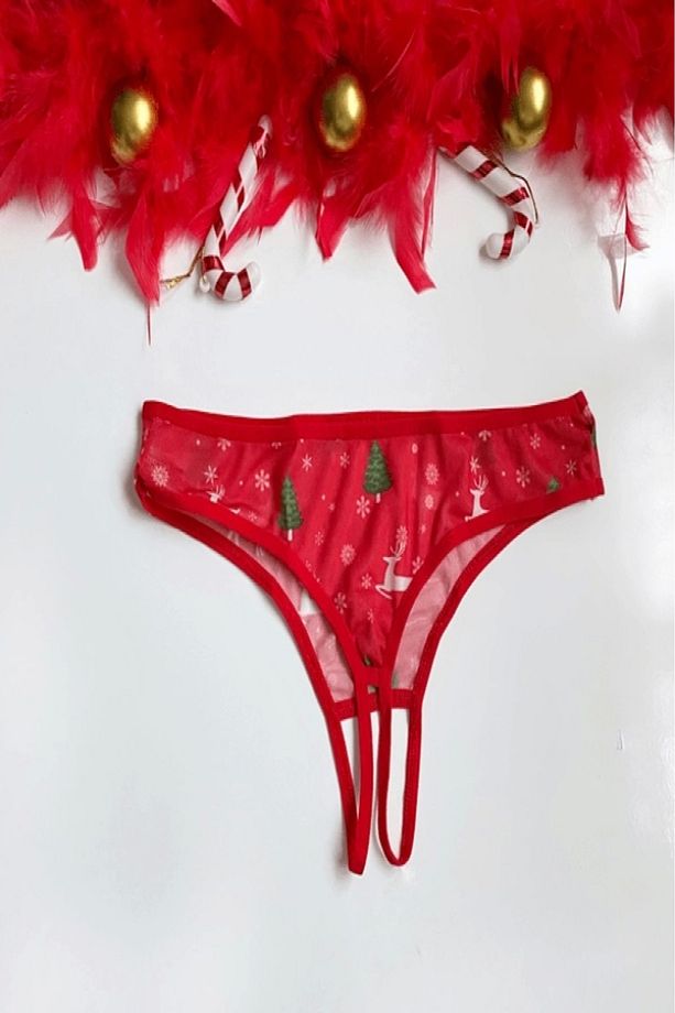 Yılbaşı Özel Bölgesi Açık Geyik & Çam Ağacı Baskılı String ❤️ - 2