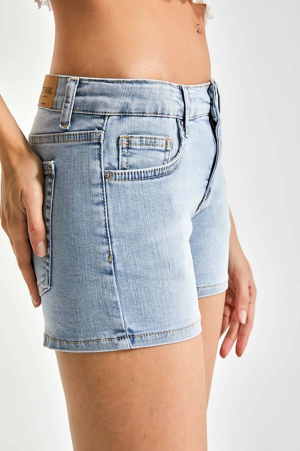 Kadın Kot Rengi 4s5-3 Mini Boy Ful Esnek Likralı Kumaş Denim Şort - 4
