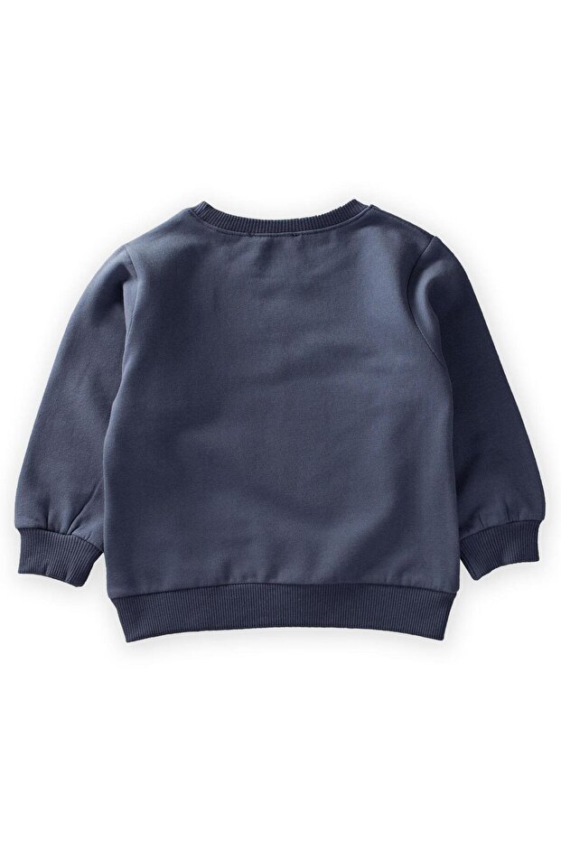 Çiçek Basdkılı Pullu Sweatshirt 1-6 Yaş Lacivert - 3