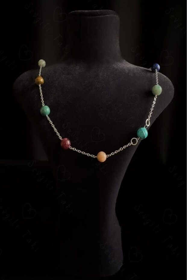 Planet Natural Stone Steel Necklace | Collection