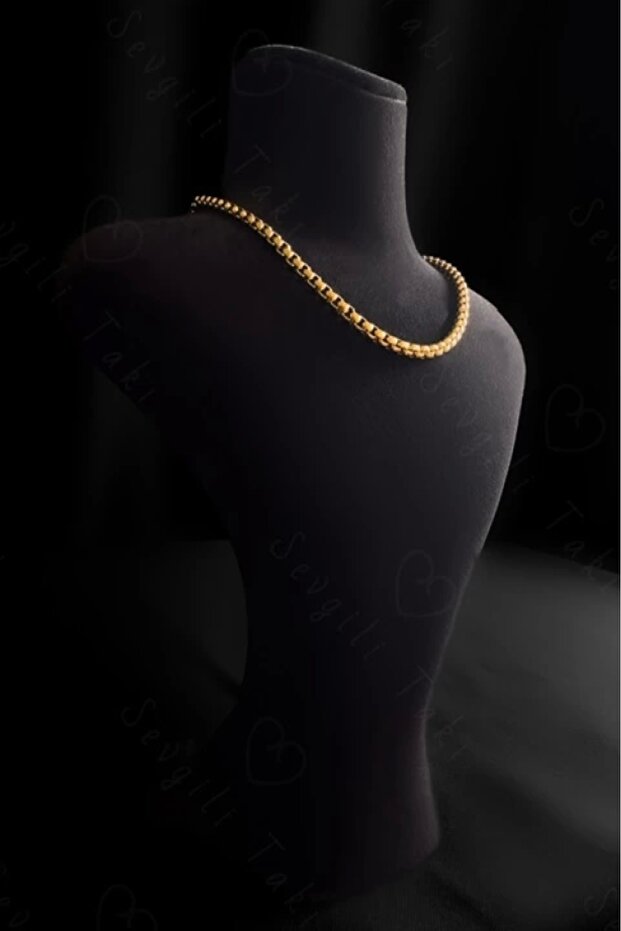 Square Model Choker Gold Steel Chain Necklace| Choker Series