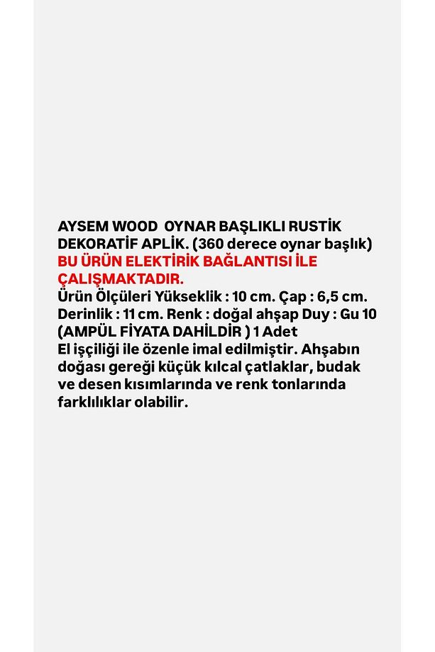 Silindir Yansıtma Tasarımlı Çift Yönlü Ahşap Salon Hol Cafe Otel Duvar Aplik Avize - 8