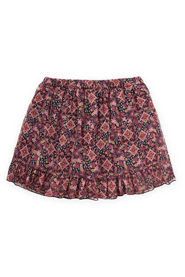 Patterned Chiffon Seasonal Girls Skirt 1-8 Years Black