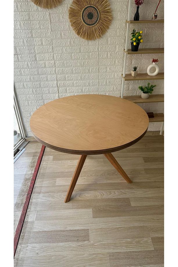Concept Yuvarlak Sabit Kelebek Ayak Naturel Masa (100 CM) - 3