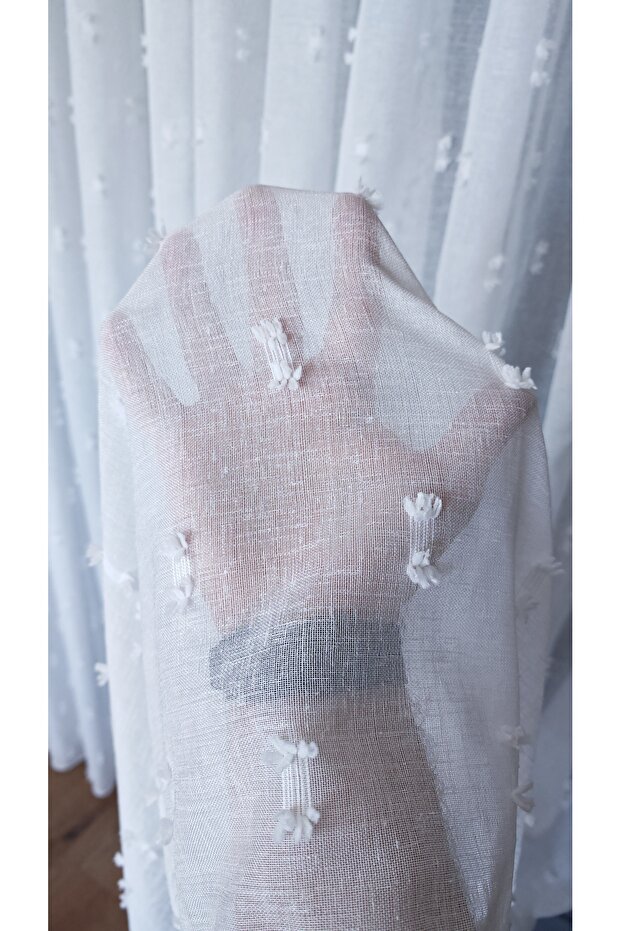 Linen Tulle Curtain with Ruffle Detail, 1/3 Dense Pleats, Wrinkle-Resistant, No Ironing Needed, Suitable for Any Room