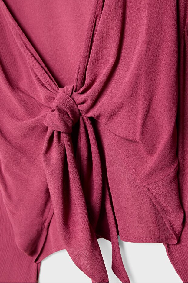 Dökümlü düğümlü bluz - 7