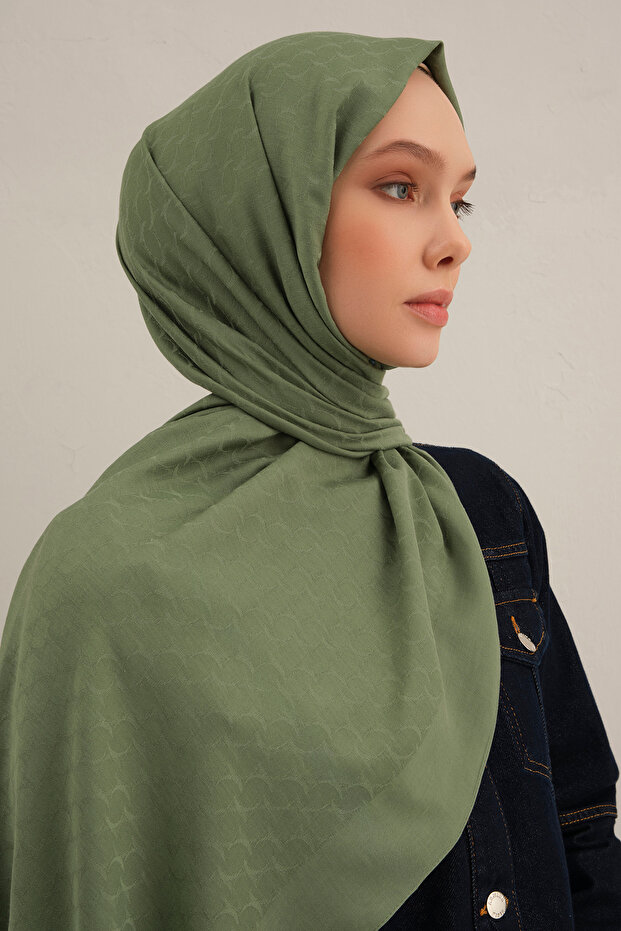 Green Link Pattern Bamboo Cotton Shawl 48