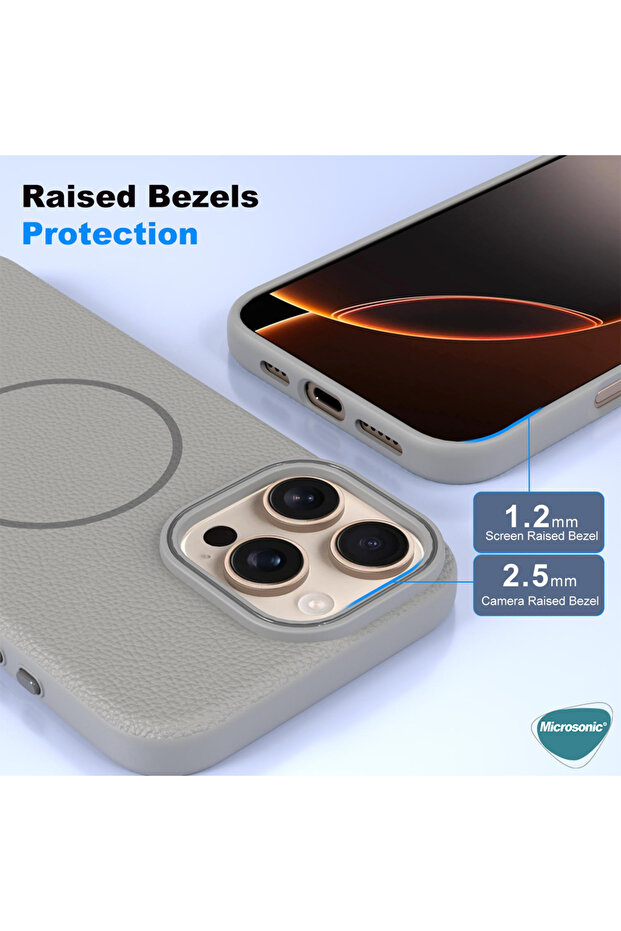 Apple iPhone 15 Pro Max Kılıf MagLeather Pro Gri - 4