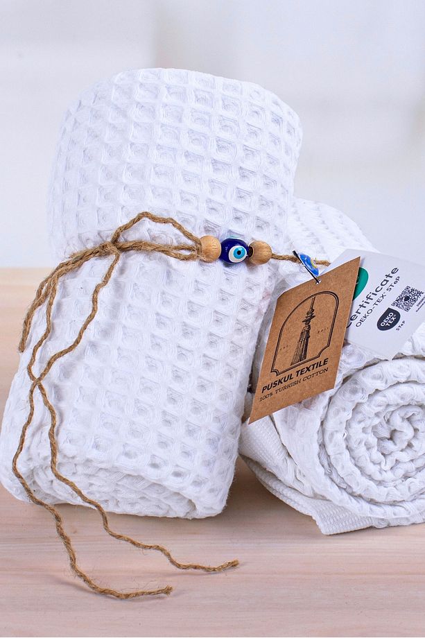 Lüks El Havlusu 3'lü Set, Waffle Dokuma, 100% Pamuk Yüksek Kalite Çabuk Kuruyan El Havluları - 6