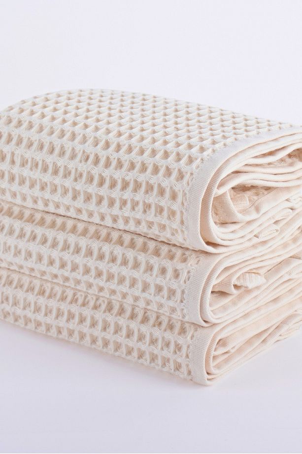 Lüks El Havlusu 3'lü Set, Waffle Dokuma, 100% Pamuk Yüksek Kalite Çabuk Kuruyan El Havluları - 8