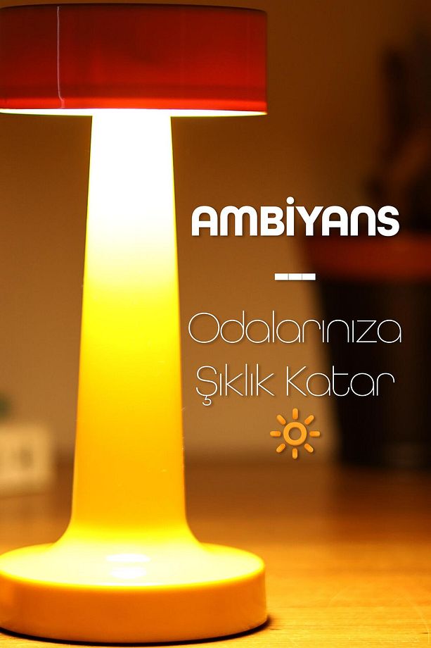 Dokunmatik Şarjlı Masa Lambası 3 MOD İskandinav Ambiyans Çalışma Okuma Işığı Lamba Sarı 332 - 7