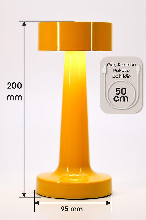 Dokunmatik Şarjlı Masa Lambası 3 MOD İskandinav Ambiyans Çalışma Okuma Işığı Lamba Sarı 332 - 6