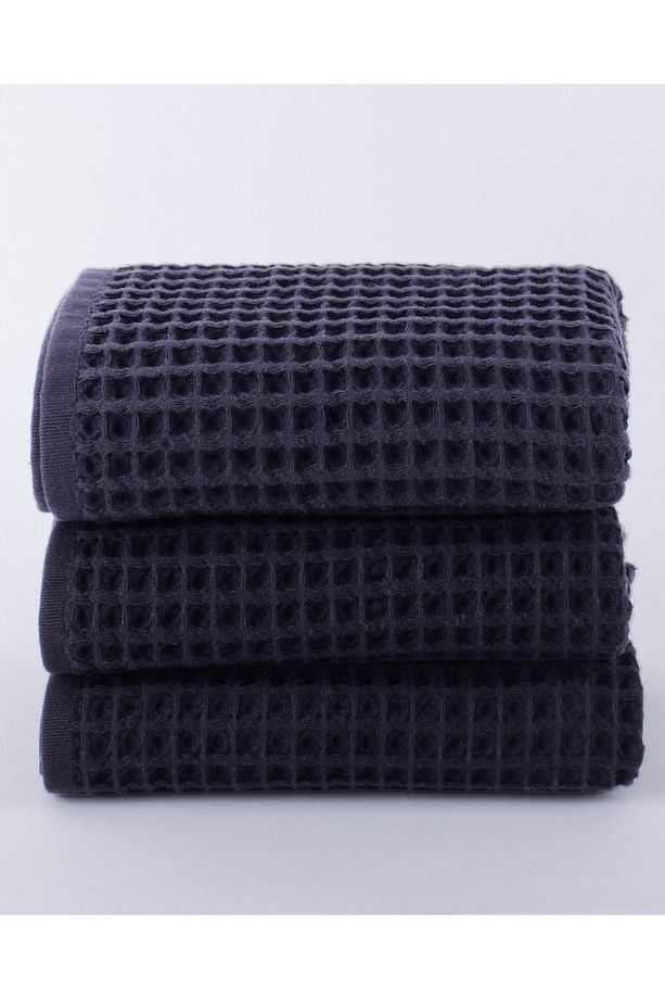 Lüks El Havlusu 3'lü Set, Waffle Dokuma, 100% Pamuk Yüksek Kalite Çabuk Kuruyan El Havluları - 2