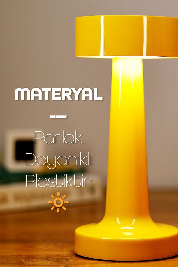 Dokunmatik Şarjlı Masa Lambası 3 MOD İskandinav Ambiyans Çalışma Okuma Işığı Lamba Sarı 332 - 8