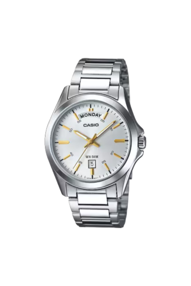 ساعة كاسيو للرجال بمينا أبيض تناظرية - MTP-1370D-7A2 - 1