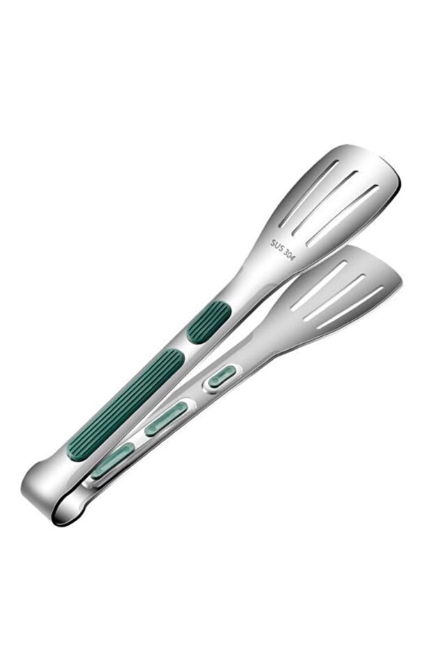 Silver 3'Lü Set Servis Maşası Seti Paslanmaz Çelik Soft Touch Silver Mutfak Biftek Barbekü Maşası - 6