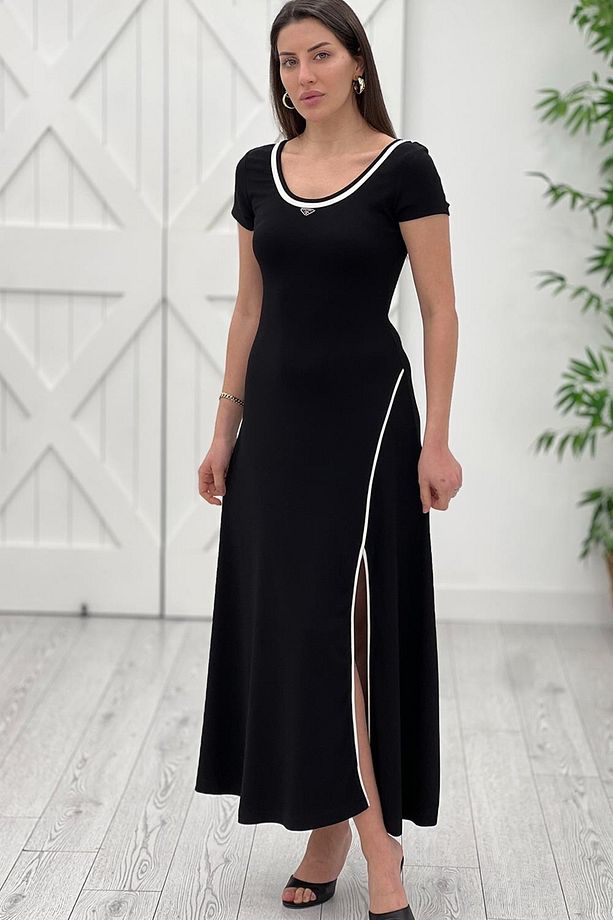 Soft Modal Şeritli Elbise - 1