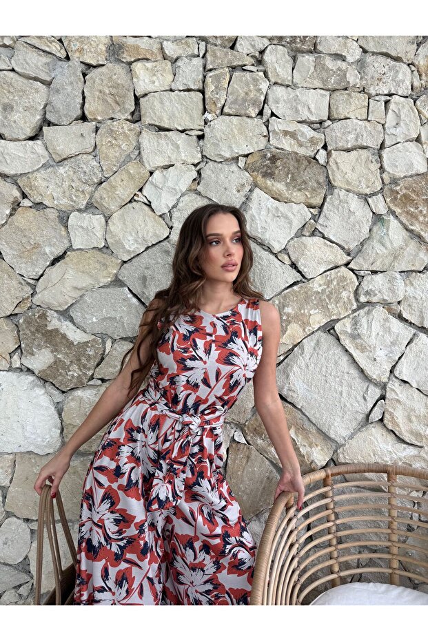 Patterned Maxi Jumpsuit with Side Pockets - 2