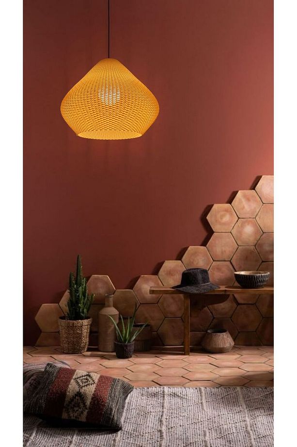 Gruis Koyu Hasır Renk Mesh Yüzey Avize Pinterest Tarzı Tasarım Tekli Sarkıt Avize (Bioplastik) E27 - 2