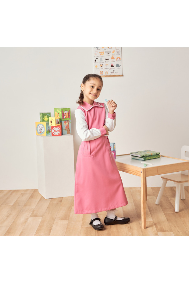 مريلة سادة مع طوق وجيوب - 1