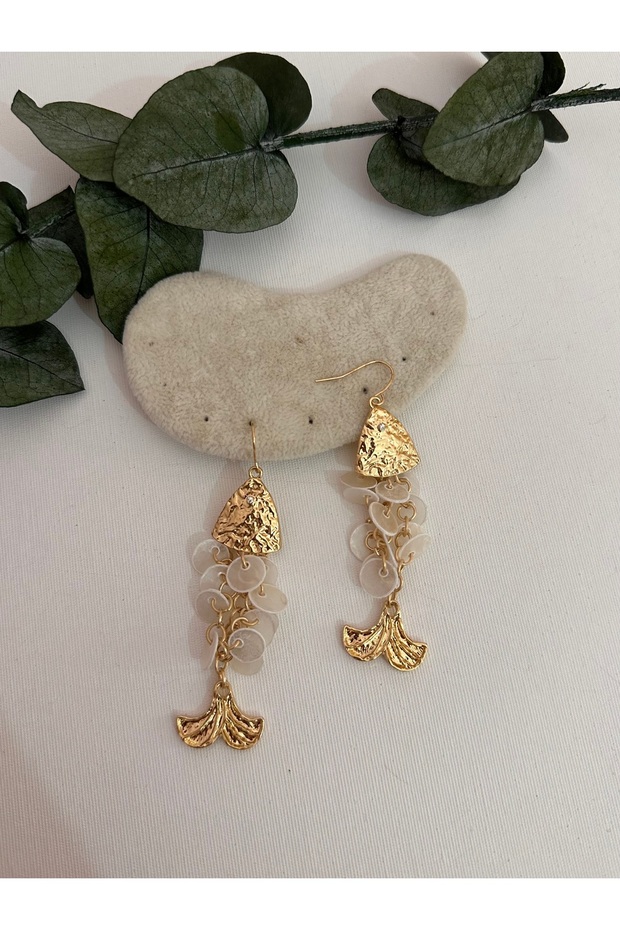 Çelik Sallantılı Pullu Balık Küpe - 1