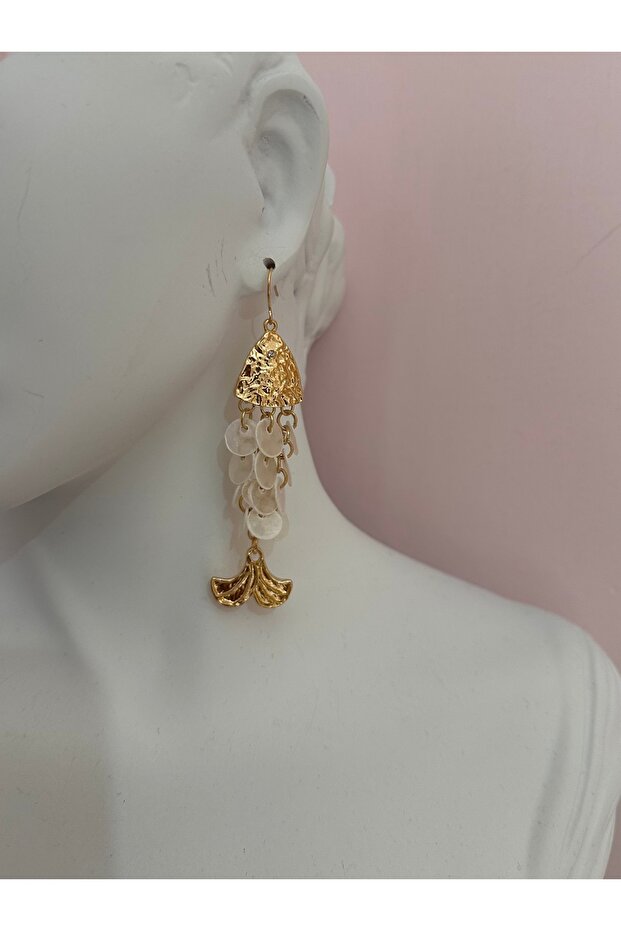 Çelik Sallantılı Pullu Balık Küpe - 2