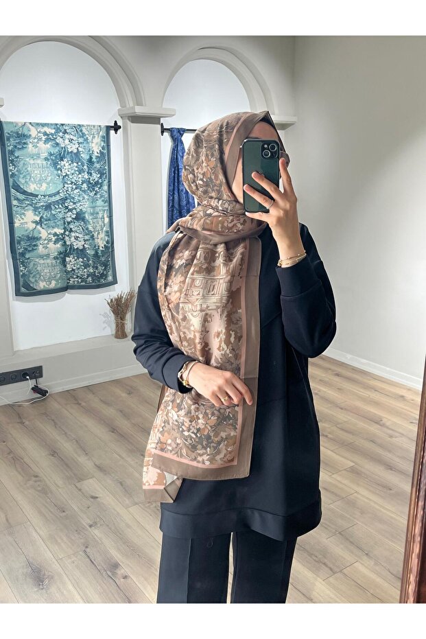 شال بنمط ربيع الشروق - بني - 3