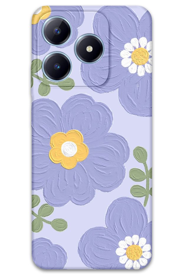 Realme Note 50 Compatible Flower Pattern Phone Case + Screen Protector - 5799