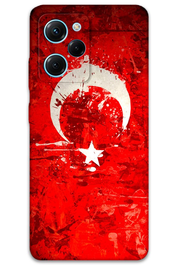 Poco X5 Pro Compatible Turkish Flag Patterned Phone Case + Screen Protector - 5847