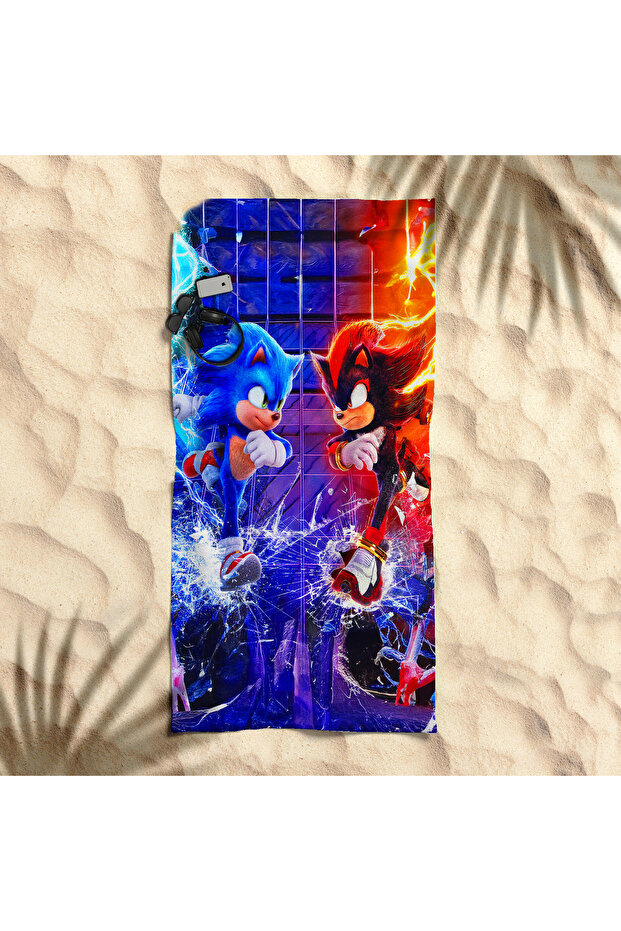 Sonic Power Themed Beach Towel