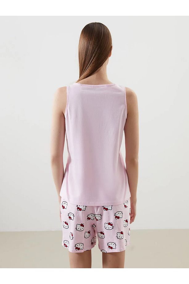 LCW Young Pembe Hello Kitty Baskılı Kadın Şortlu Pijama Takımı - 4