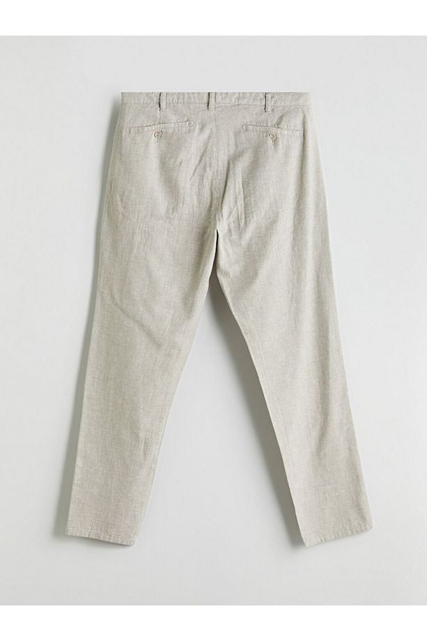 Regular Kalıp Keten Karışımlı Kumaş Şık Erkek Pantolon - 6