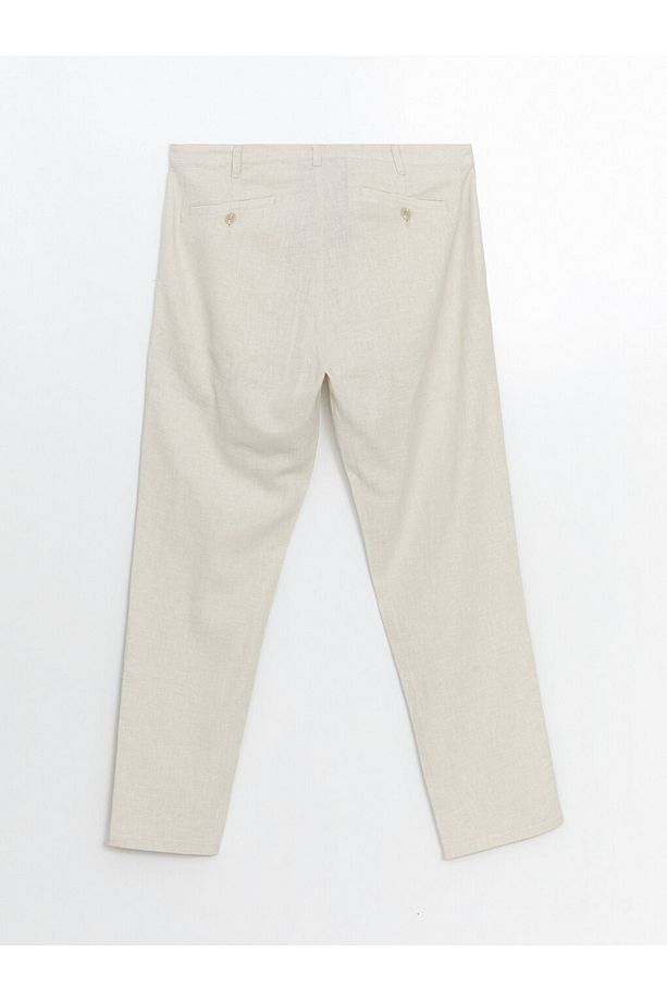 Regular Kalıp Keten Karışımlı Kumaş Şık Erkek Pantolon - 7