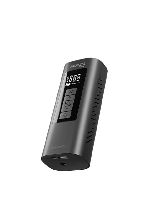 Aerify Smart Air Inflator – 25 L/min, 6000mAh Power Bank, LED & Safety Hammer – Black
